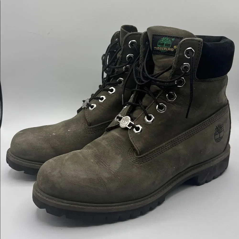 Timberland Classic Premium 6 Inch Boot Dark Green Nubuck 8.5